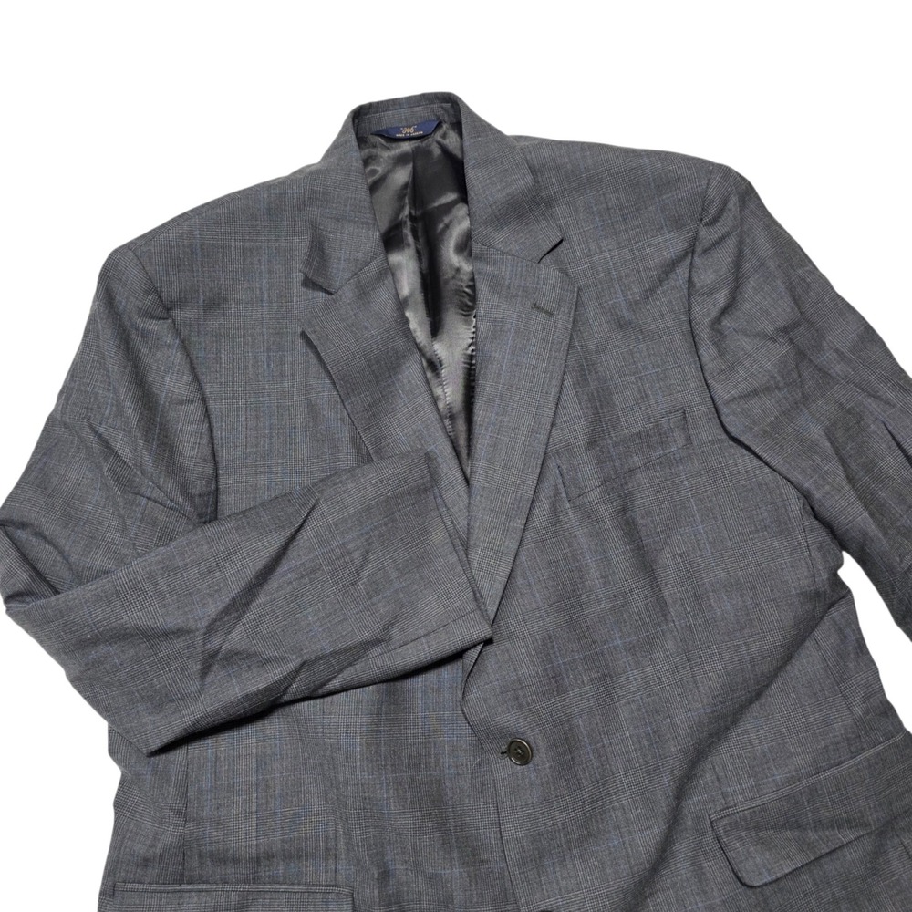 Brooks Brothers Sport Coat Men 46R Gray Plaid Wool Stretch Two Button Blazer
